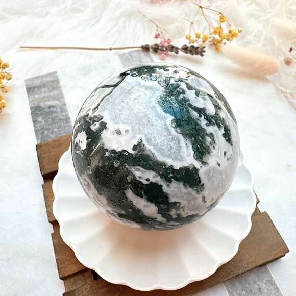 Gorgeous Moss Agate Sphere - Picture 1 of 8